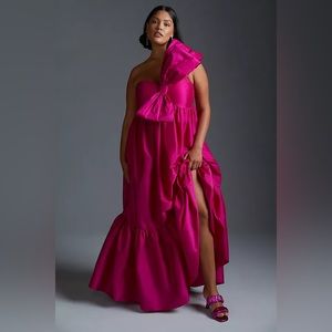 Anthropologie Atsu Bow Dress in Fuchsia